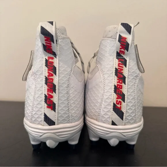 Size 14.5 Nike Lunarbeast Elite TD Football Cleats White Navy Red 847588-419